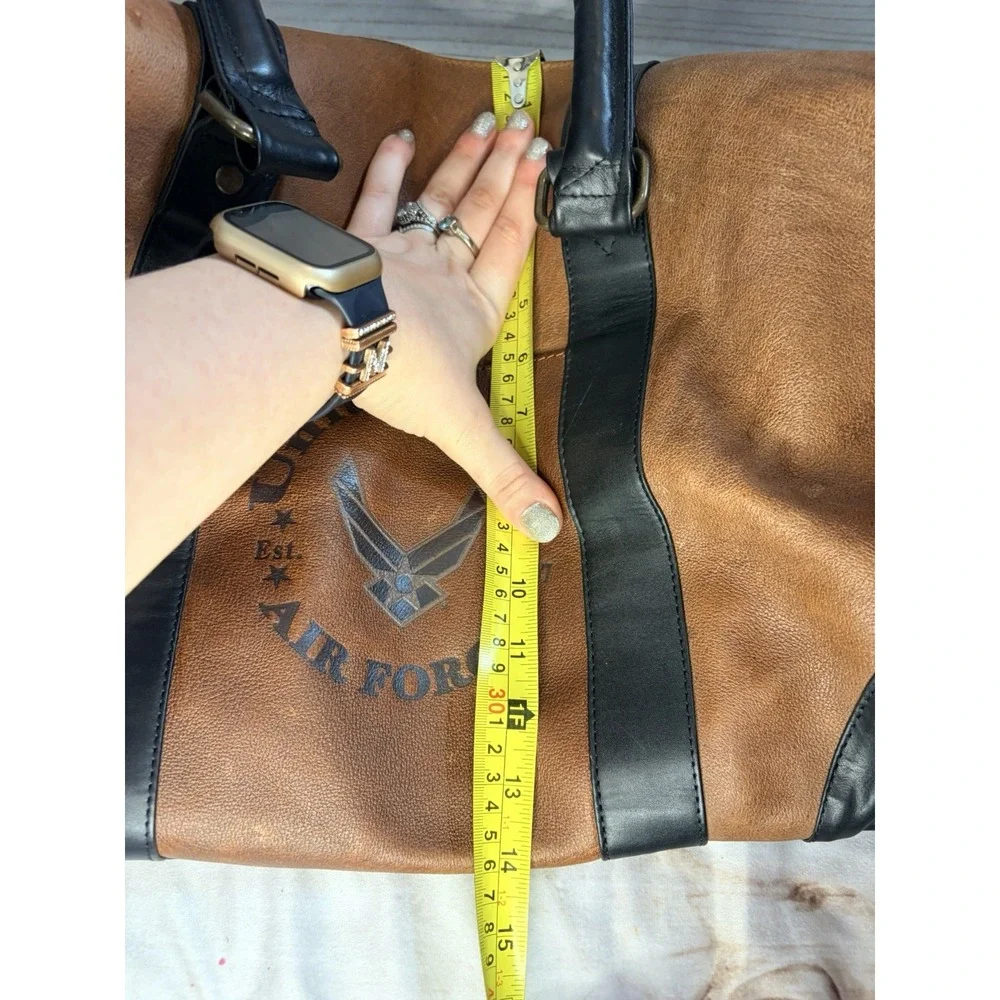 US Air Force‎ Leather Duffle Bag Brown Black Bradford Exchange Travel Men Large